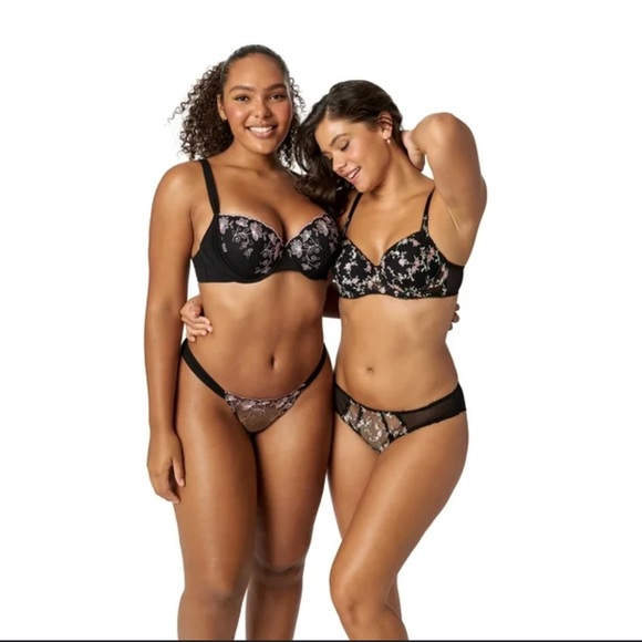 Fashion Bug Black  Underwire Bra  with Floral Design - Picture 1 of 5
